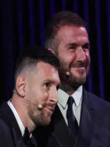 Messi with david beckham